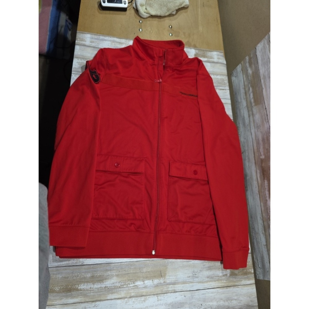 Under Armour Red Track Jacket Full Zip‎ Loose Fit Coldgear LG Athletic